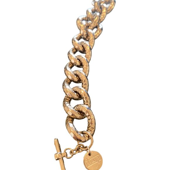 Chunky Silver Metallic Chain Bracelet, 1AR or Unoaerre (Italian Brand), Vintage - Picture 3 of 5